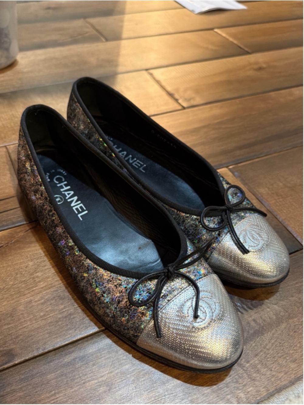 Chanel Classic CC Ballet Flat Cap Toe Rare Iridescent Suede EU 38.5 PLEASE READ - Picture 10 of 12